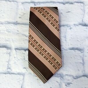 🔵BOGO FREE🔵 Don Loper Tie Necktie Brown Tan Diagonal Stripes